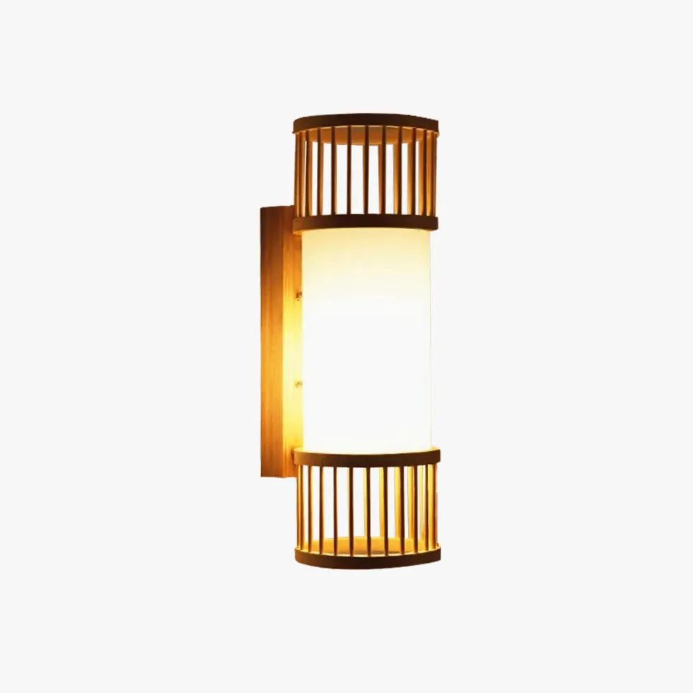 Wicker Wall Light Lantern Wooden