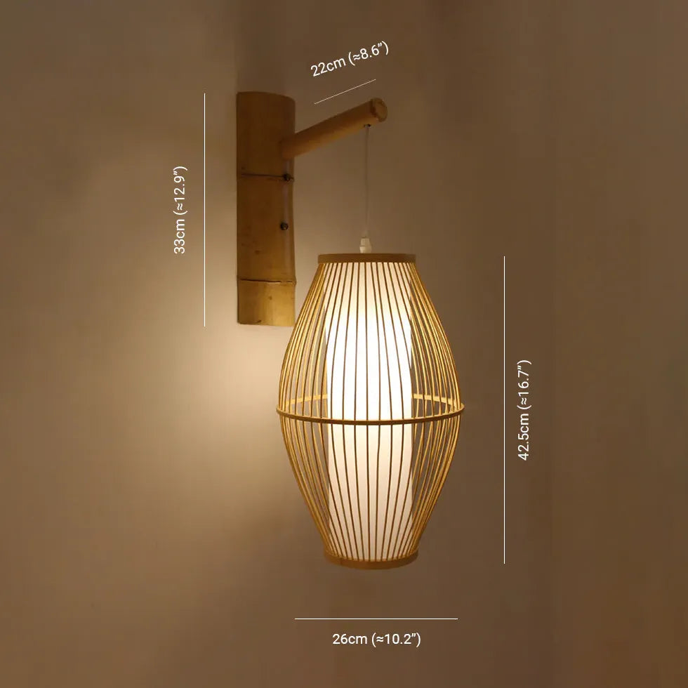 Wicker Wall Light Lantern Wooden